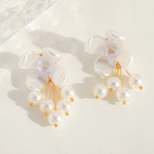 White Flower Earrings