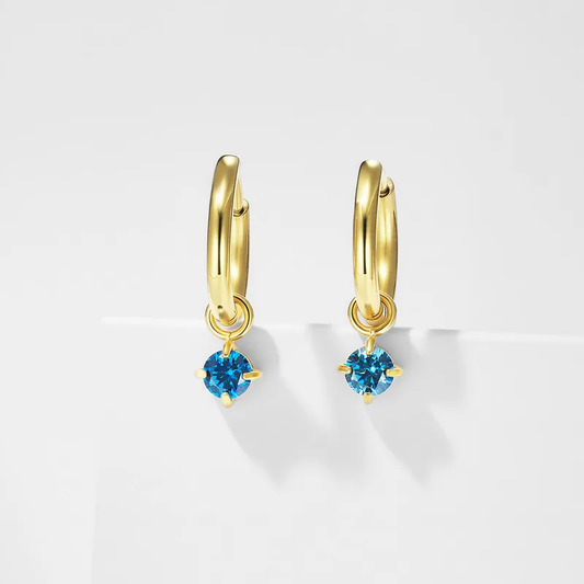 Blue Zircon Gold Earrings