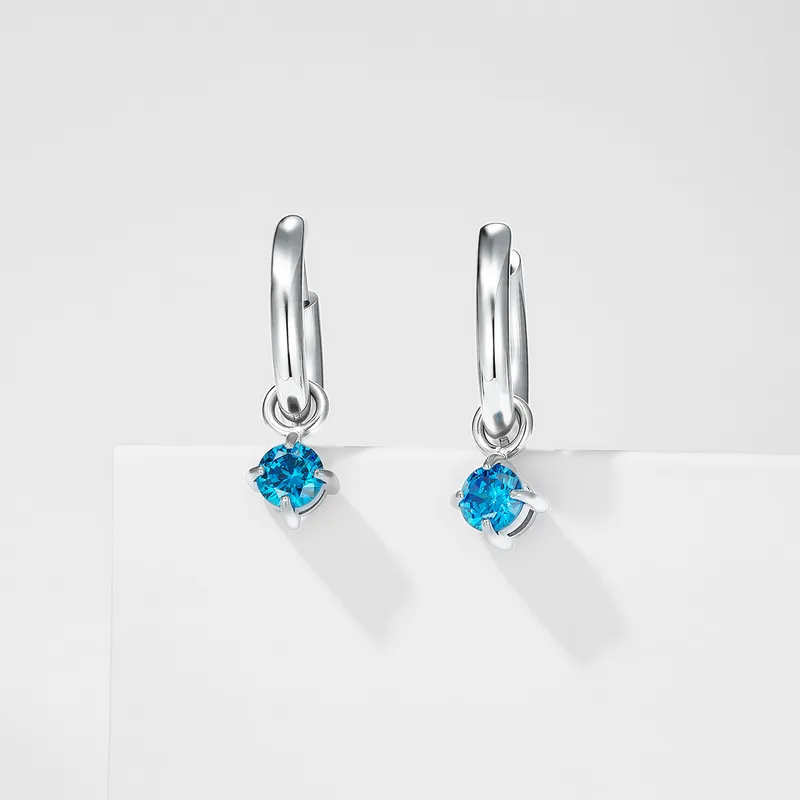 Blue Zircon Silver Earrings