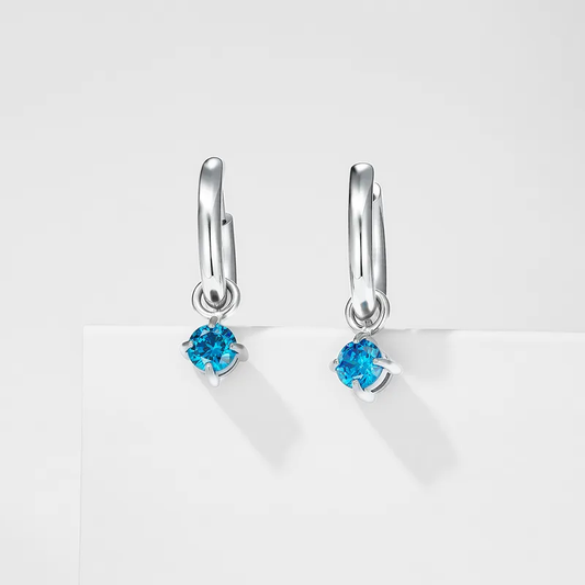 Blue Zircon Silver Earrings