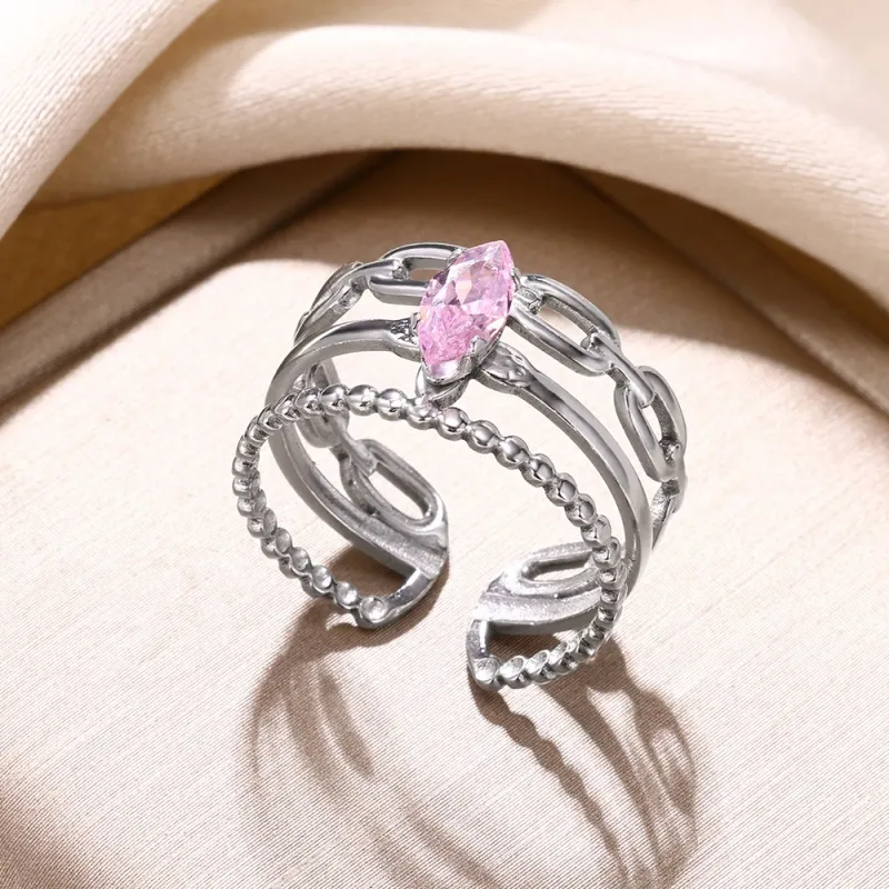 Pink Zircon Silver Ring
