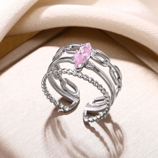Pink Zircon Silver Ring
